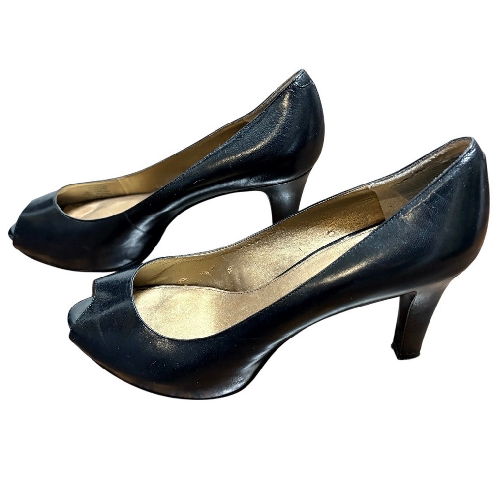 Peep Toe Pumps Women 7.5 Black Good Red Bottom Platform Heels